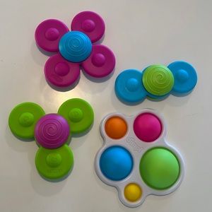Fat Brain Toy Whirly Squigz Spinner and Dimpl popper toys